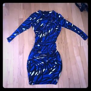 BLUE AND BLACK FITTED CALVIN KLEIN DRESS